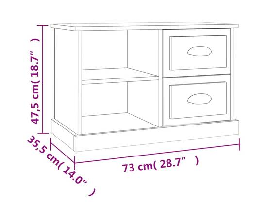 Comodă tv, gri beton, 73x35,5x47,5 cm, lemn prelucrat, 11 image