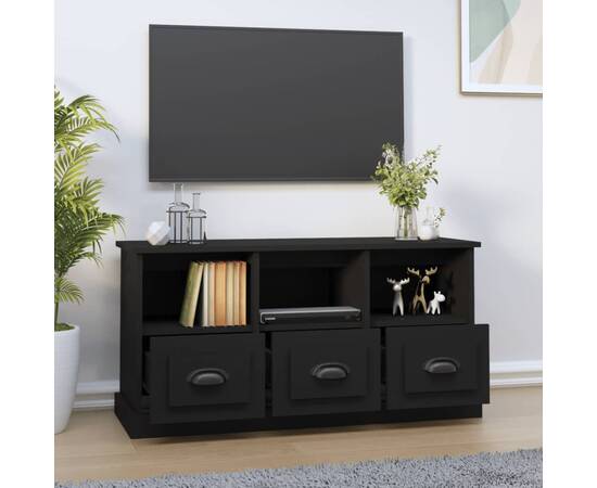 Comodă tv, negru, 100x35x55 cm, lemn prelucrat, 3 image