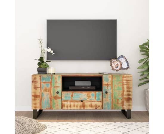 Dulap tv, 105x33,5x46 cm, lemn masiv reciclat&lemn prelucrat