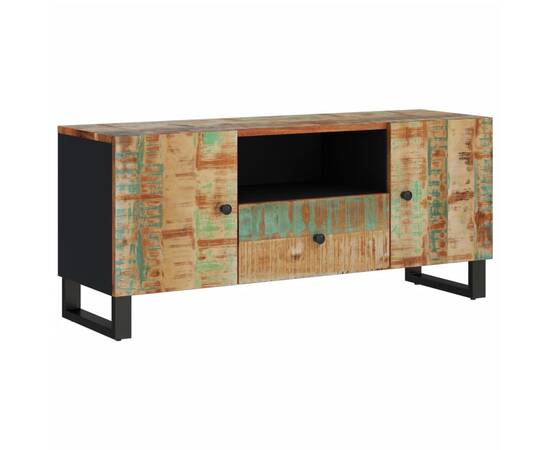 Dulap tv, 105x33,5x46 cm, lemn masiv reciclat&lemn prelucrat, 11 image