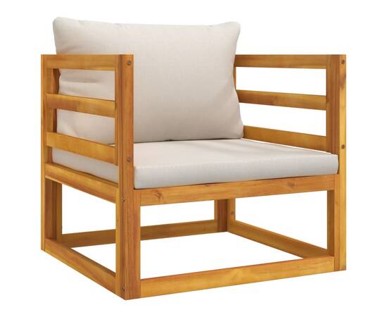 Scaun de grădină cu pernă gri deschis, lemn masiv de acacia, 2 image