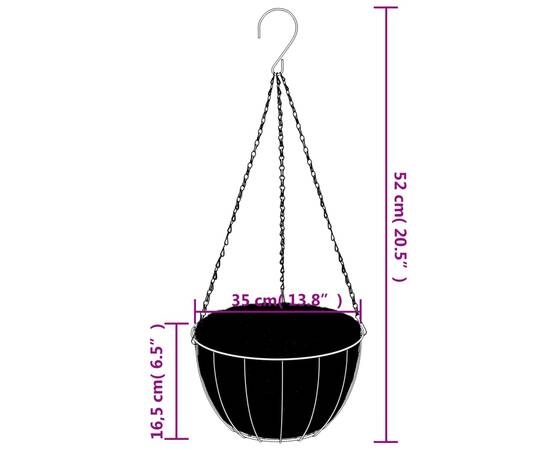 Suporturi de jardiniere coș suspendate 4 buc, negru, oțel, 8 image