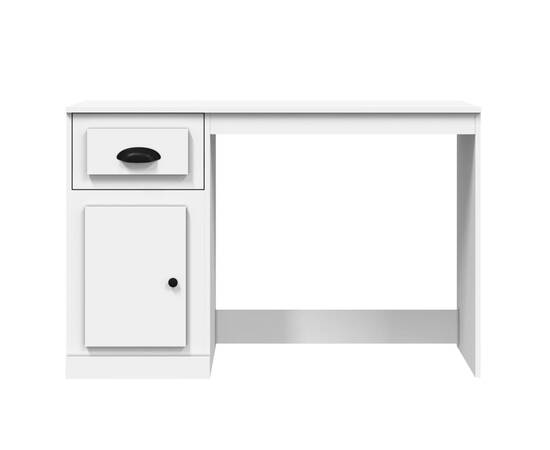 Birou cu sertar, alb, 115x50x75 cm, lemn prelucrat, 6 image