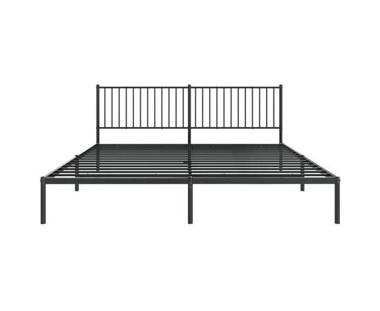 Cadru de pat metalic cu tăblie, negru, 193x203 cm, 5 image