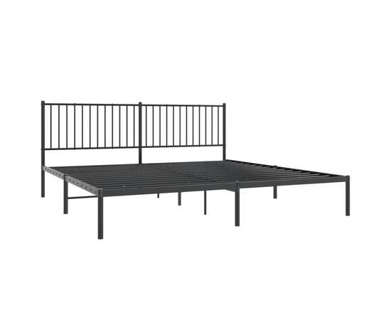 Cadru de pat metalic cu tăblie, negru, 193x203 cm, 4 image