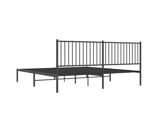 Cadru de pat metalic cu tăblie, negru, 193x203 cm, 7 image