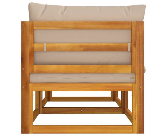 Canapele colț modulare, 2 buc, perne taupe, lemn masiv acacia, 5 image