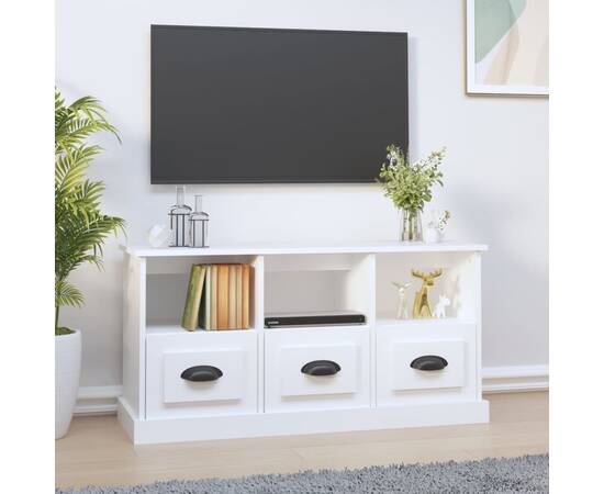 Comodă tv, alb, 100x35x50 cm, lemn prelucrat