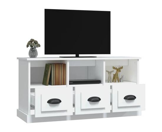 Comodă tv, alb, 100x35x50 cm, lemn prelucrat, 5 image