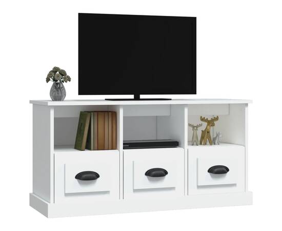 Comodă tv, alb, 100x35x50 cm, lemn prelucrat, 4 image