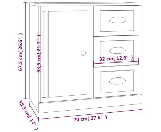 Servantă, gri beton, 70x35,5x67,5 cm, lemn prelucrat, 11 image