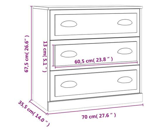 Servantă, gri beton, 70x35,5x67,5 cm, lemn prelucrat, 10 image