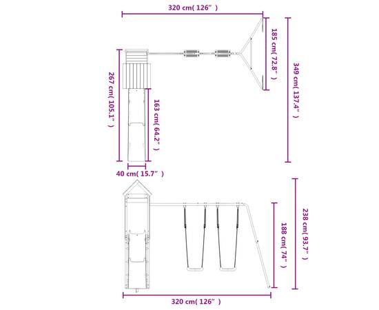 Set de joacă pentru exterior, lemn masiv de douglas, 11 image