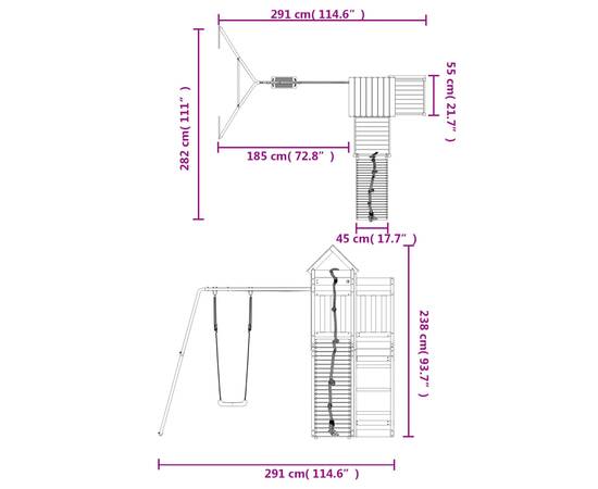 Set de joacă pentru exterior, lemn masiv de pin, 11 image