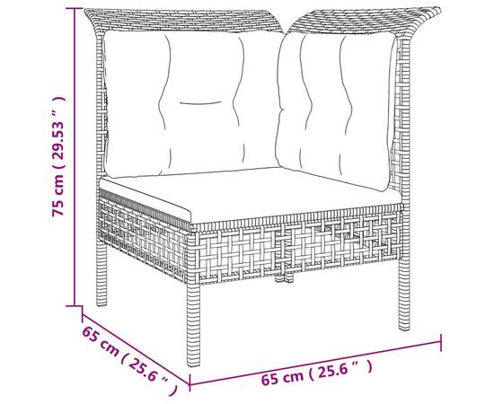 Set mobilier de grădină cu perne, 4 piese, gri, poliratan, 8 image