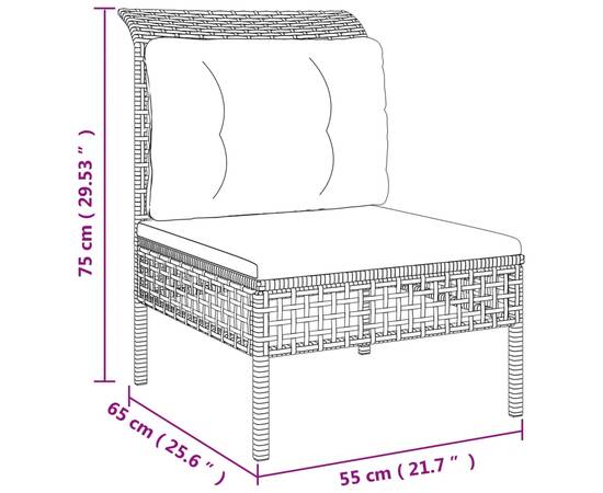 Set mobilier de grădină cu perne, 4 piese, gri, poliratan, 9 image