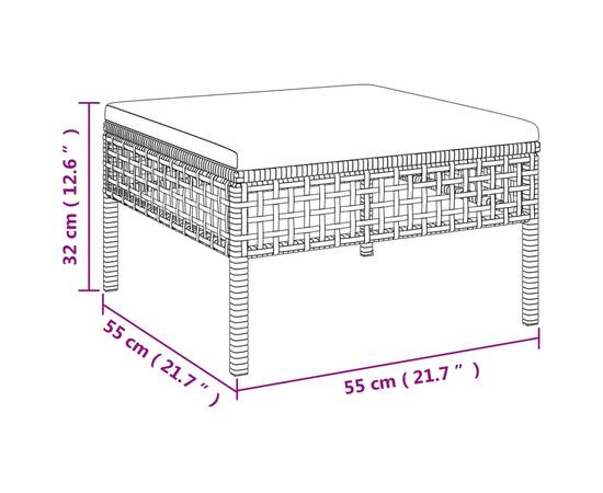 Set mobilier de grădină cu perne, 4 piese, gri, poliratan, 10 image