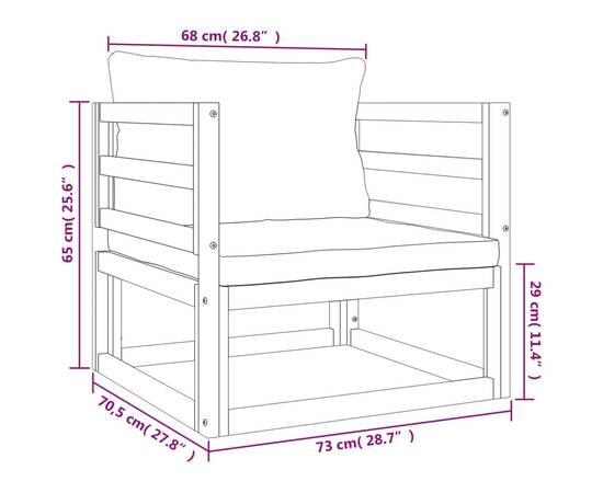 Set mobilier de grădină cu perne gri taupe, 7 piese, lemn masiv, 11 image