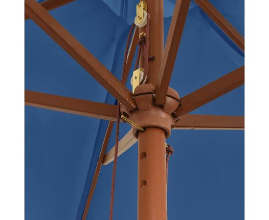 Umbrelă de soare de grădină stâlp din lemn, albastru, 299x240cm, 6 image