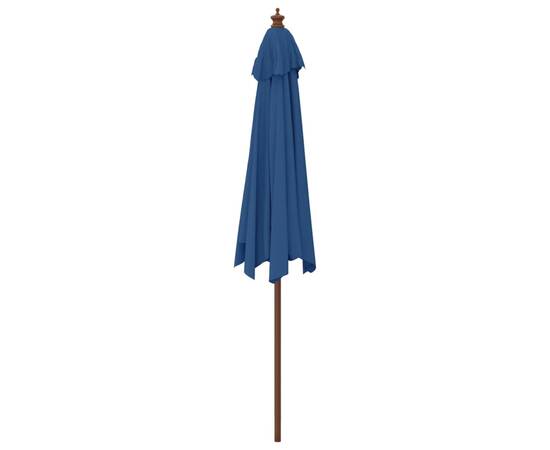 Umbrelă de soare de grădină stâlp din lemn, albastru, 299x240cm, 5 image