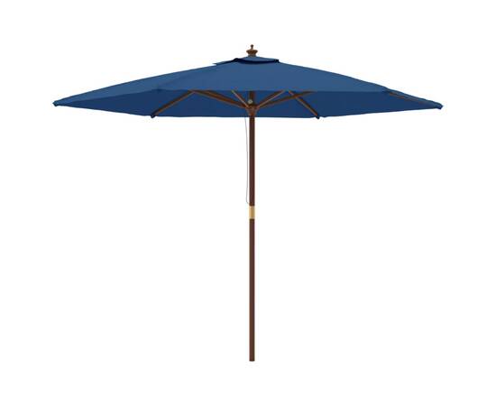 Umbrelă de soare de grădină stâlp din lemn, albastru, 299x240cm, 2 image