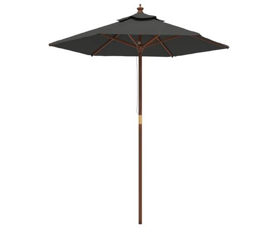 Umbrelă de soare de grădină stâlp din lemn antracit 196x231 cm, 2 image