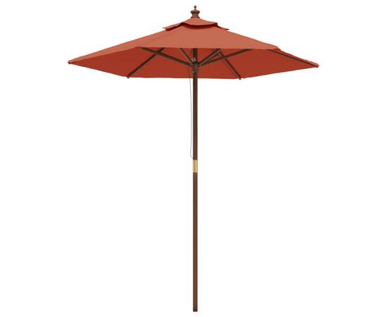 Umbrelă de soare de grădină stâlp din lemn cărămiziu 196x231 cm, 2 image