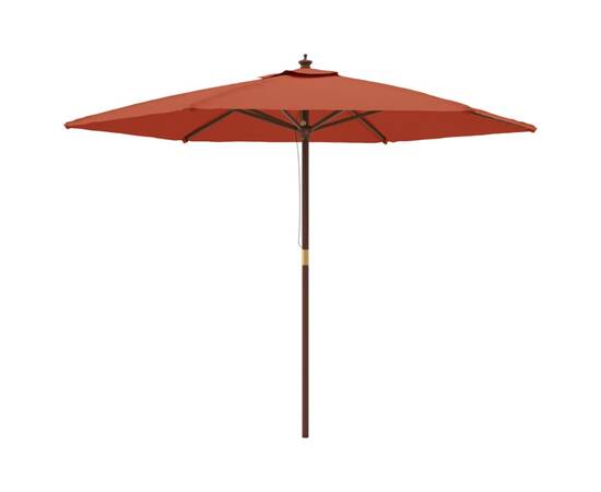 Umbrelă de soare de grădină stâlp din lemn cărămiziu 299x240 cm, 2 image