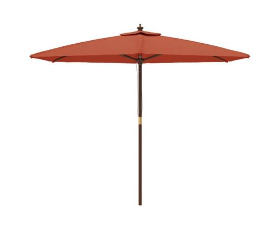 Umbrelă de soare de grădină stâlp din lemn cărămiziu 299x240 cm, 3 image
