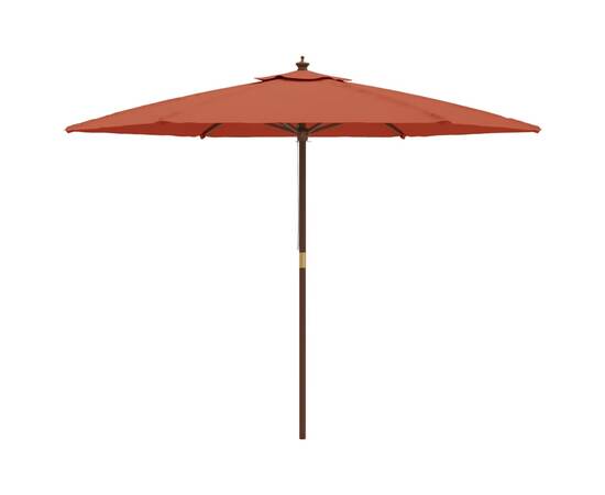 Umbrelă de soare de grădină stâlp din lemn cărămiziu 299x240 cm, 4 image