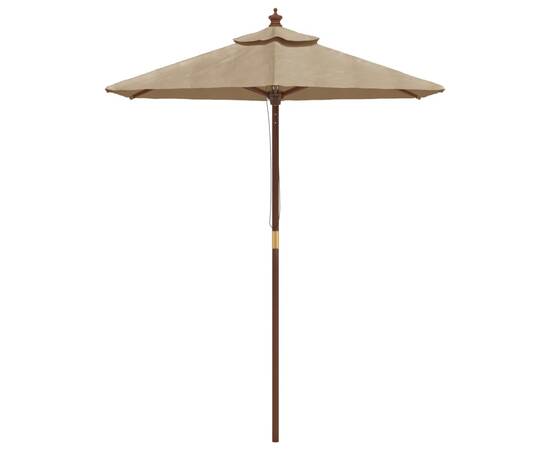 Umbrelă de soare de grădină stâlp din lemn gri taupe 196x231 cm, 3 image