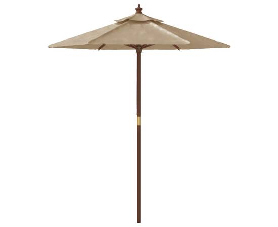 Umbrelă de soare de grădină stâlp din lemn gri taupe 196x231 cm, 4 image