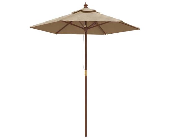 Umbrelă de soare de grădină stâlp din lemn gri taupe 196x231 cm, 2 image