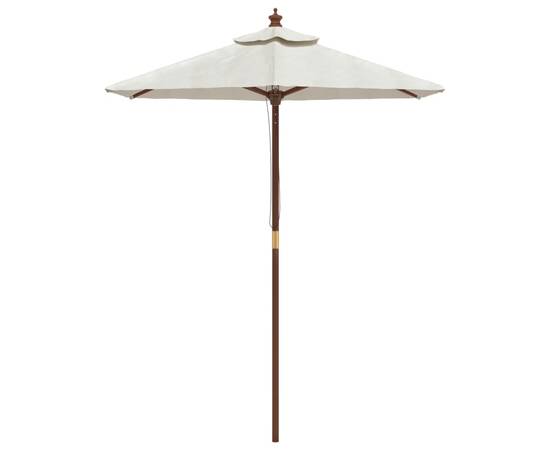 Umbrelă de soare de grădină stâlp din lemn nisipiu 196x231 cm, 3 image