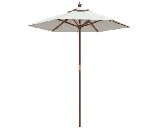 Umbrelă de soare de grădină stâlp din lemn nisipiu 196x231 cm, 2 image