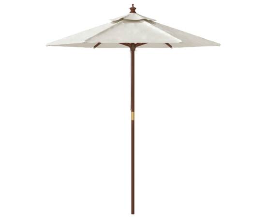 Umbrelă de soare de grădină stâlp din lemn nisipiu 196x231 cm, 4 image