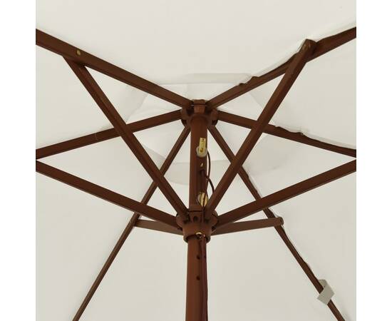 Umbrelă de soare de grădină stâlp din lemn nisipiu 196x231 cm, 6 image