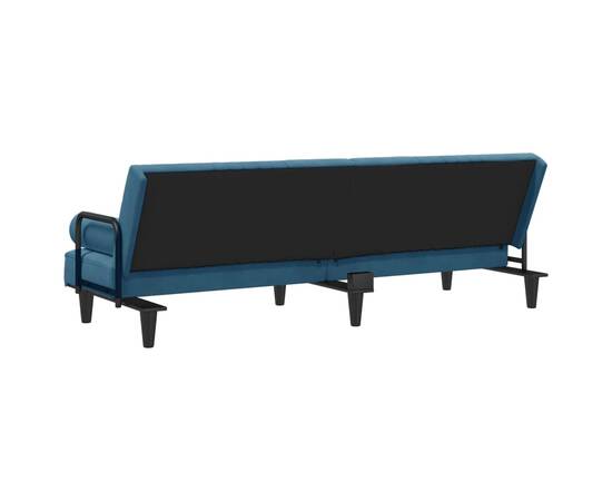 Canapea extensibilă cu cotiere, catifea albastră, 5 image