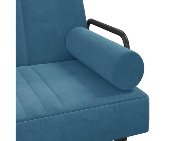 Canapea extensibilă cu cotiere, catifea albastră, 9 image