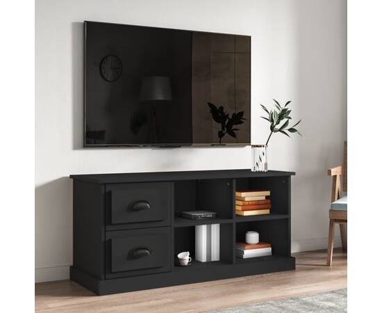 Comodă tv, negru, 102x35,5x47,5 cm, lemn prelucrat
