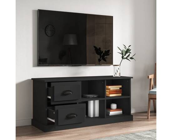 Comodă tv, negru, 102x35,5x47,5 cm, lemn prelucrat, 3 image