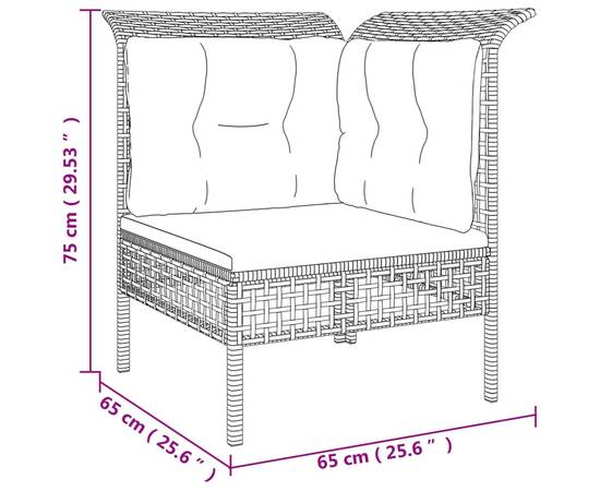 Set mobilier de grădină cu perne, 12 piese, gri, poliratan, 7 image