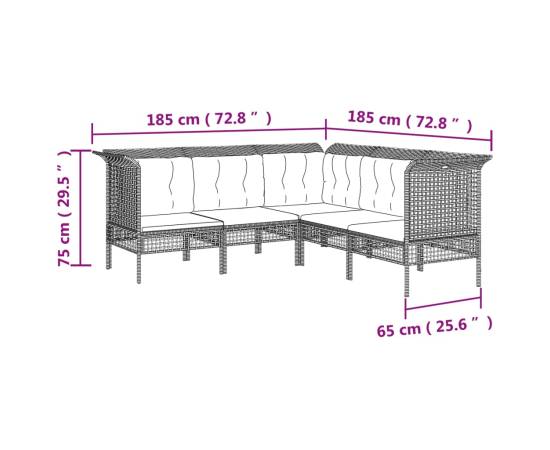 Set mobilier de grădină cu perne, 13 piese, gri, poliratan, 7 image