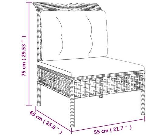 Set mobilier de grădină cu perne, 5 piese, gri, poliratan, 9 image