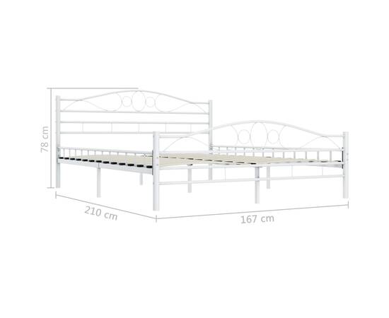 Cadru de pat, alb, 160 x 200 cm, metal, 7 image