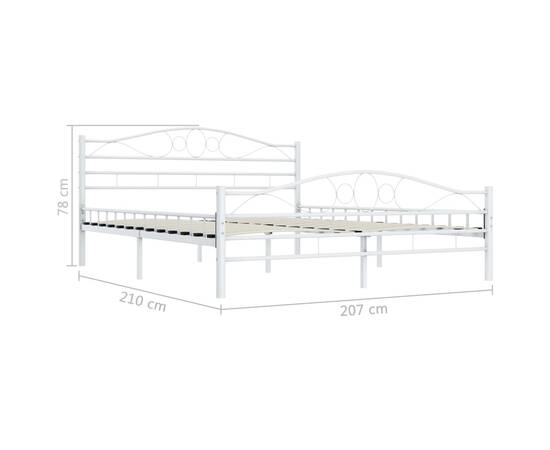 Cadru de pat, alb, 200 x 200 cm, metal, 7 image