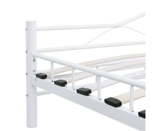 Cadru de pat, alb, 200 x 200 cm, metal, 6 image