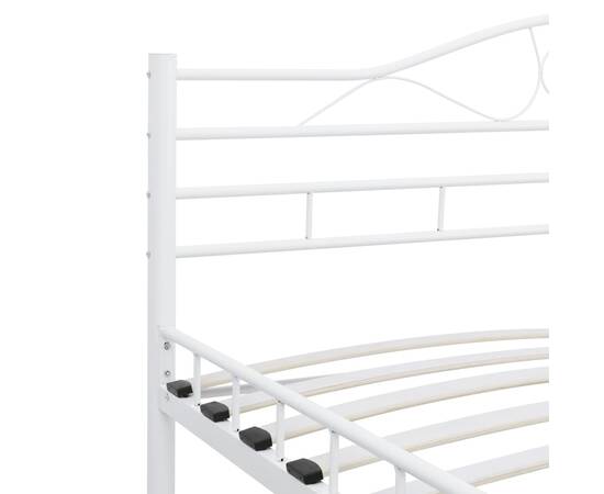 Cadru de pat, alb, 200 x 200 cm, metal, 5 image