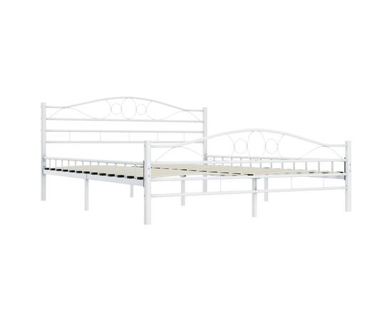 Cadru de pat, alb, 200 x 200 cm, metal, 2 image