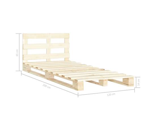Cadru de pat din paleți, 120 x 200 cm, lemn masiv de pin, 7 image